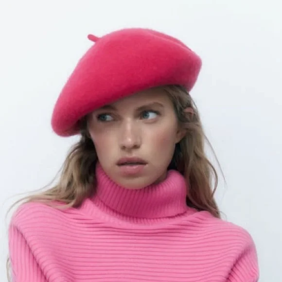 Zara | Accessories | Nwot Zara Hot Pink 0 Wool Beret Size Sm  display picture 1